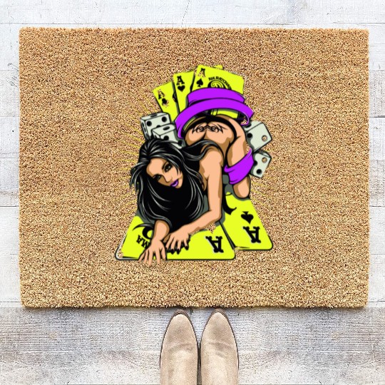 Sexy Girl Game Card Coir Doormats