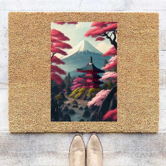 Asia Landscape Serene Mount Fuji Coir Doormats