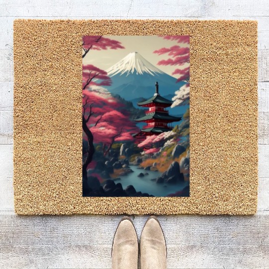 Asia Landscape Serene Mount Fuji Coir Doormats