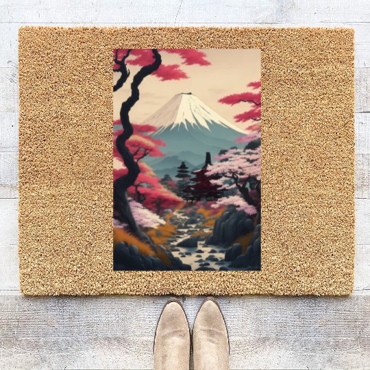 Asia Landscape Serene Mount Fuji Coir Doormats