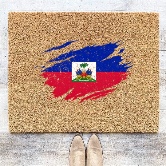 Haitian Flag Haiti Pride Roots Coir Doormats