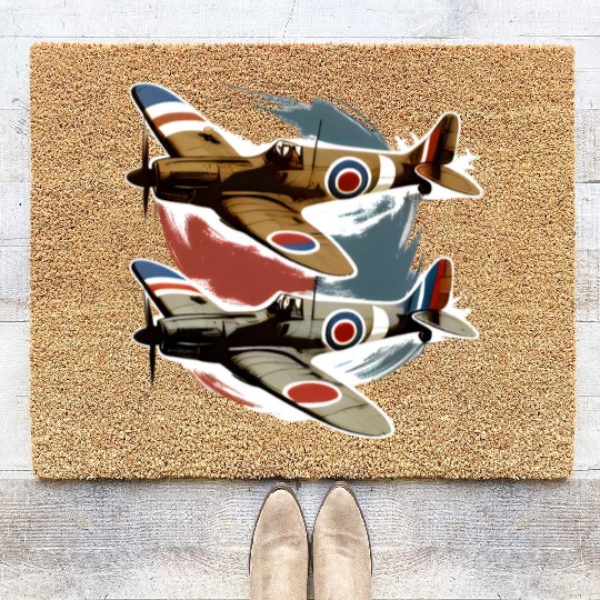 Pilot Spitfire Airplane Aviator Military Coir Doormats