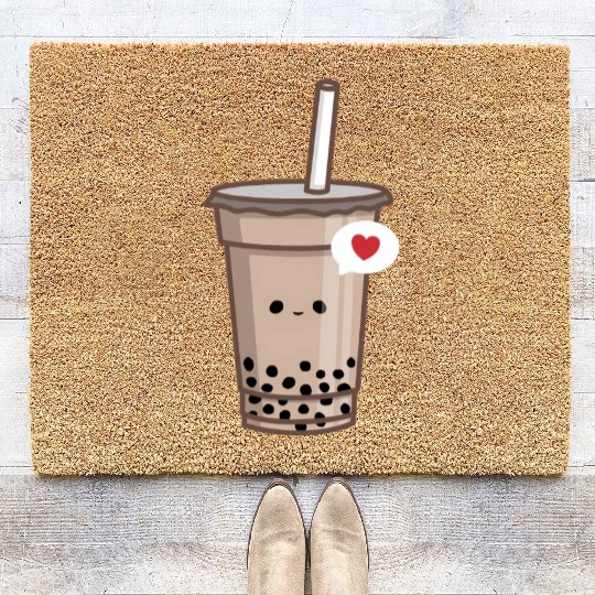 Kawaii Bubble Tea Love Boba Tea Coir Doormats