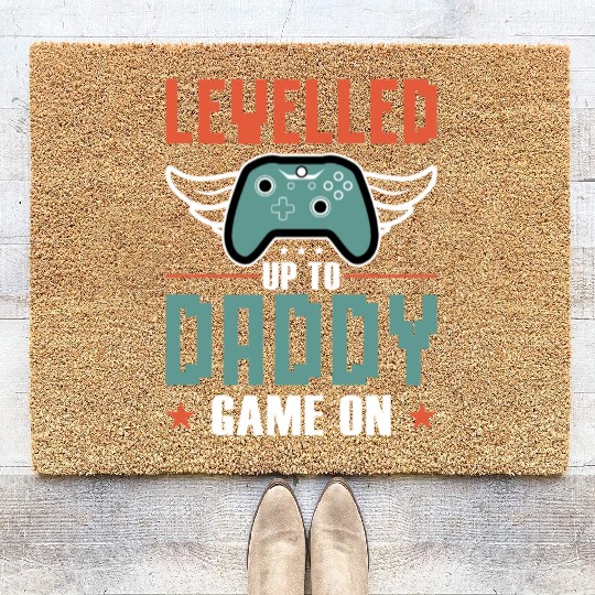 I Leveled Up to Daddy Gamer Funny Coir Doormats