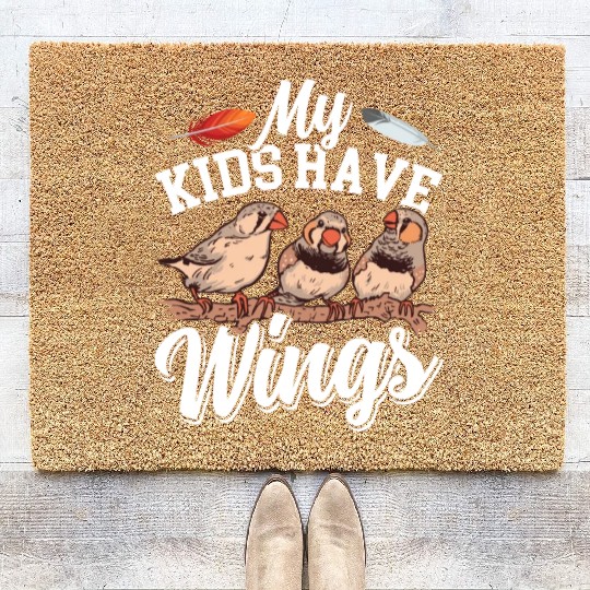 Zebra Finch My Kids Have Wings Finch Bird lover Coir Doormats