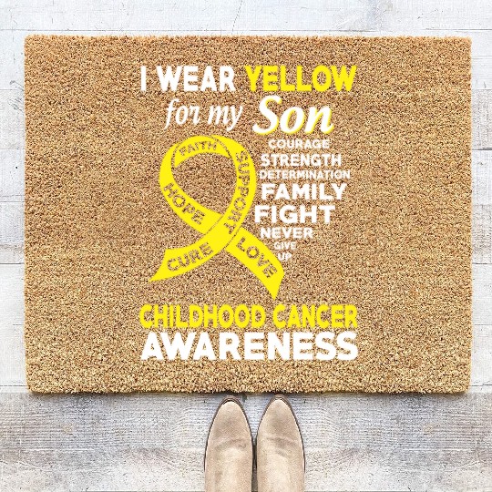 I Wear Yellow For My Son Childhood Cancer Coir Doormats