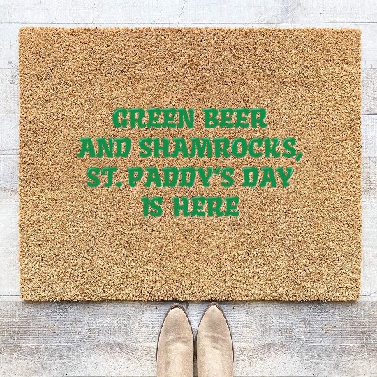 Green Beer And Shamrocks Coir Doormats