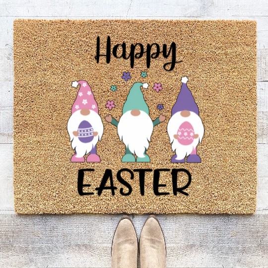 Happy Easter 2020 Gnome Egg Hunt Coir Doormats