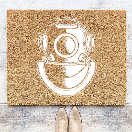 Diving Helmet Lifeguard or Diver Gift Coir Doormats
