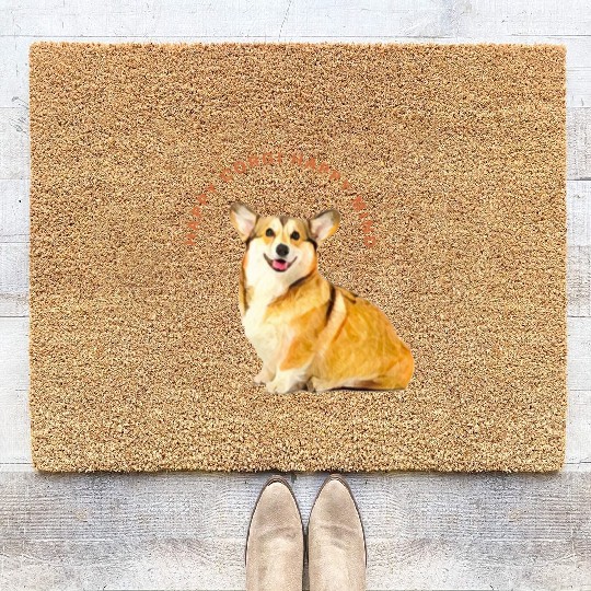 Happy mind happy corgi Coir Doormats