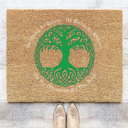 Pagan Celtic Wiccan As Above So Below Green Tree Coir Doormats