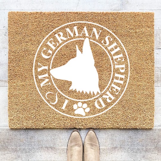 I Love My German Shepherd White Coir Doormats