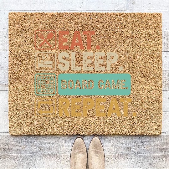 Eat Sleep Board Game Repeat Coir Doormats