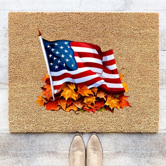 Autumn flag of the United States Coir Doormats