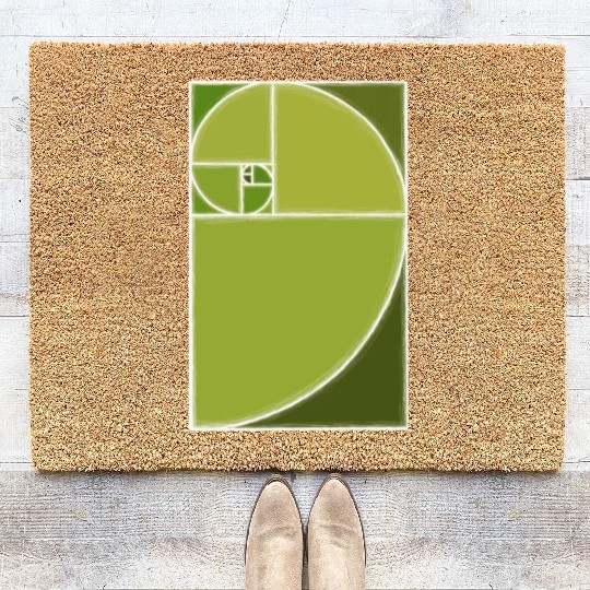Olive Green Fibonacci Spiral Coir Doormats