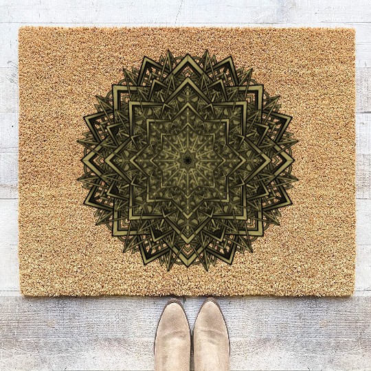 T Tattoo Flower Mandala Coir Doormats
