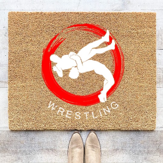 WRESTLING GRAPPLING SLAM BADGE Coir Doormats