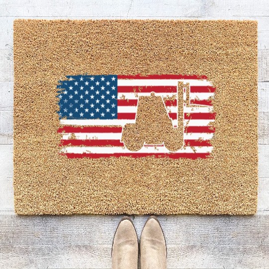 Forklift Driver Usa Flag Coir Doormats