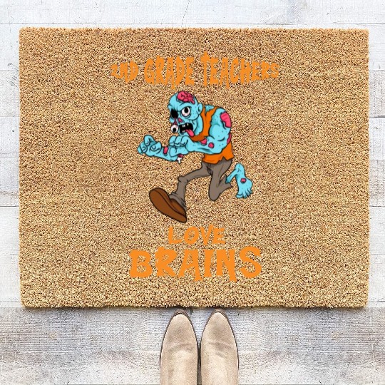 2nd Grade Teachers Love Brains Zombie Teacher Coir Doormats