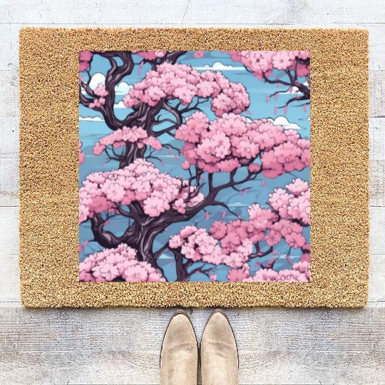 Anime Euphoria: Fantasy Cherry Blossom Dreamscape Coir Doormats