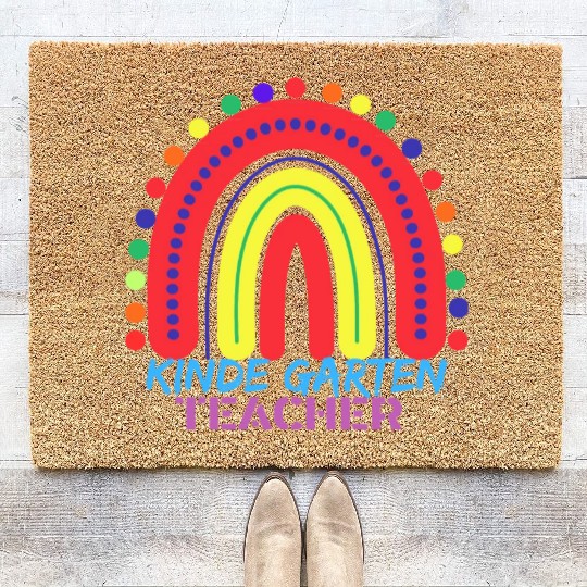 Kindergarten Teacher Coir Doormats,Rainbow Teacher Coir Doormats.