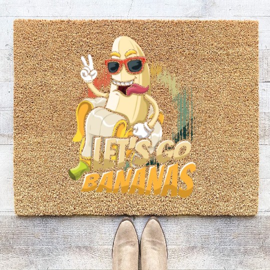 Happy Crazy Banana Meme Let Us Go Banana Coir Doormats
