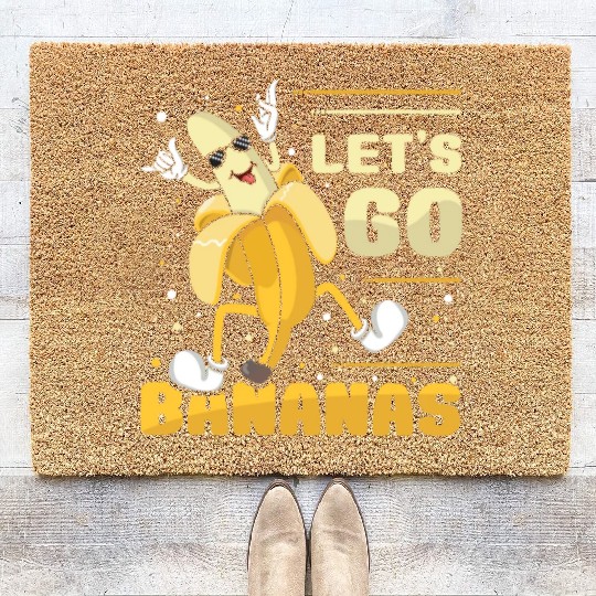 Happy Funny Banana Meme Let Us Go Banana Coir Doormats