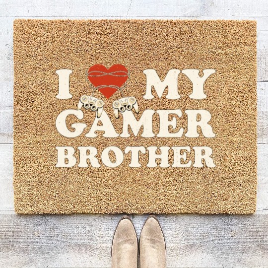 I Heart My Gamer Brother - I Love My Brother Coir Doormats