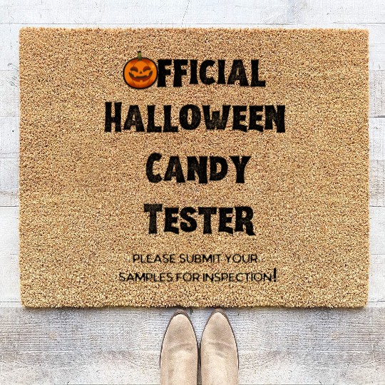 Official Halloween Candy Tester White Coir Doormats