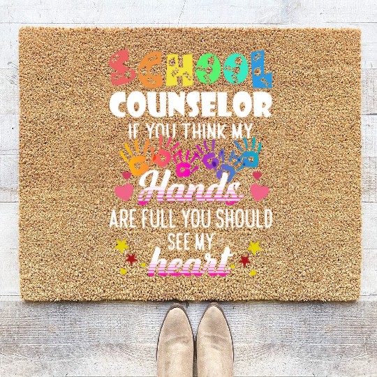 School Counselor Heart Teacher Appreciation Coir Doormats