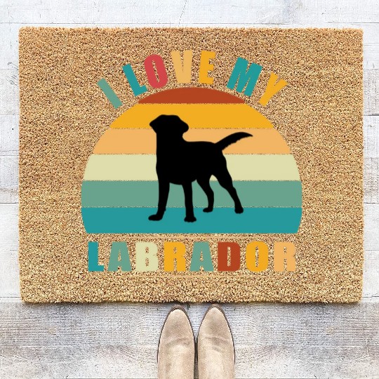 Retro Vintage I love my labrador Coir Doormats Lover