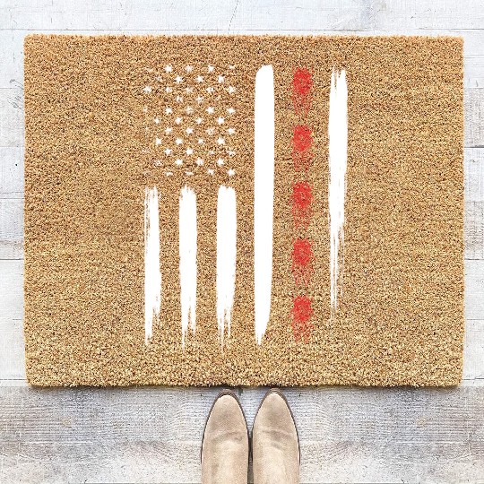 Cicada Line In Distressed Us Flag For Cicada Coir Doormats