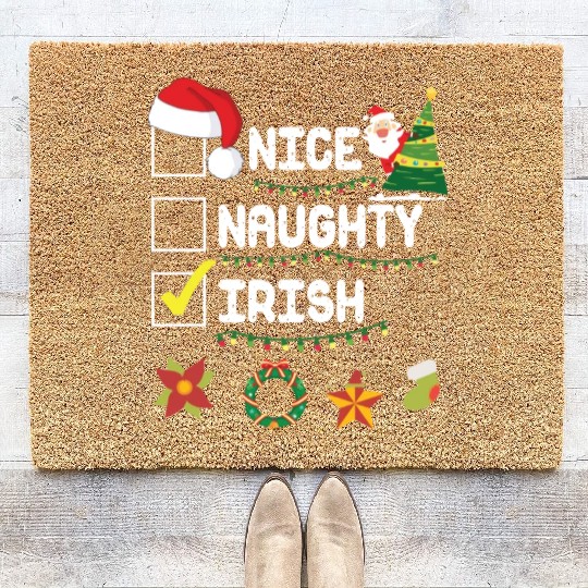 Not Nice Not Naughty Only Irish Merry Christmas Coir Doormats
