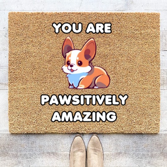 Motivational Corgi Positivity Coir Doormats