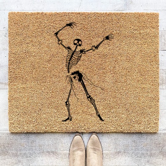Dancing Skeleton Black Coir Doormats