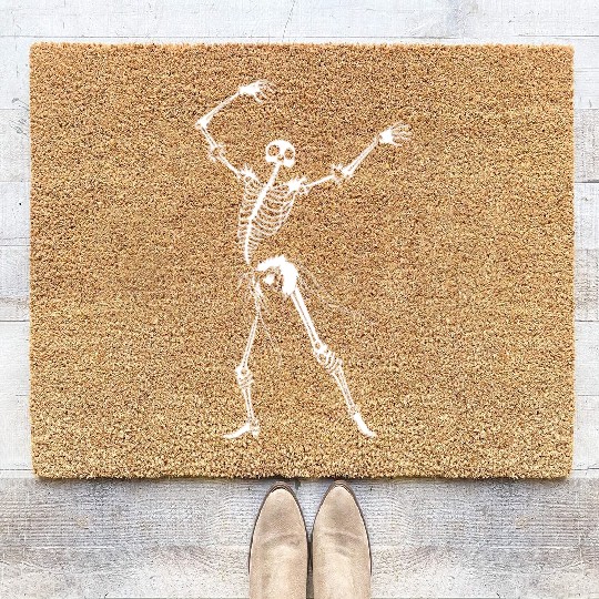 Dancing Skeleton White Coir Doormats