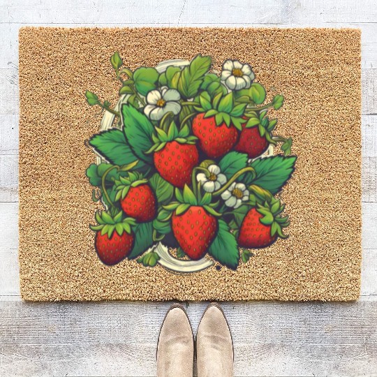 Strawberries Fruit Berry Festival Fruitarian Farm Coir Doormats