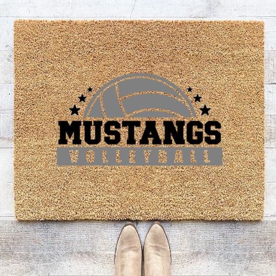 Mustangs Volleyball Coach Sports Team Spirit Wear Coir Doormats