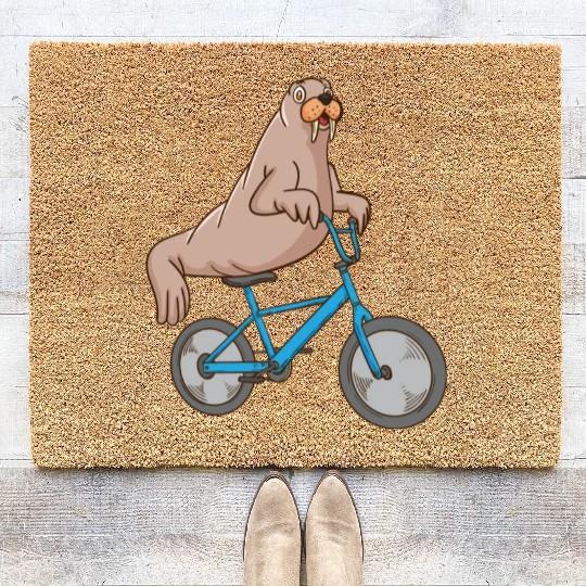 Harp Seal Lover Ocean Bicycle Riding Sea Lion Seal Coir Doormats