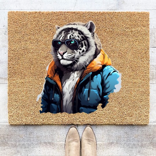 Street Style Snow Leopard | Leopard Lovers Coir Doormats