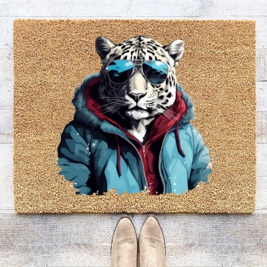 Street Style Snow Leopard | Leopard Lovers Coir Doormats