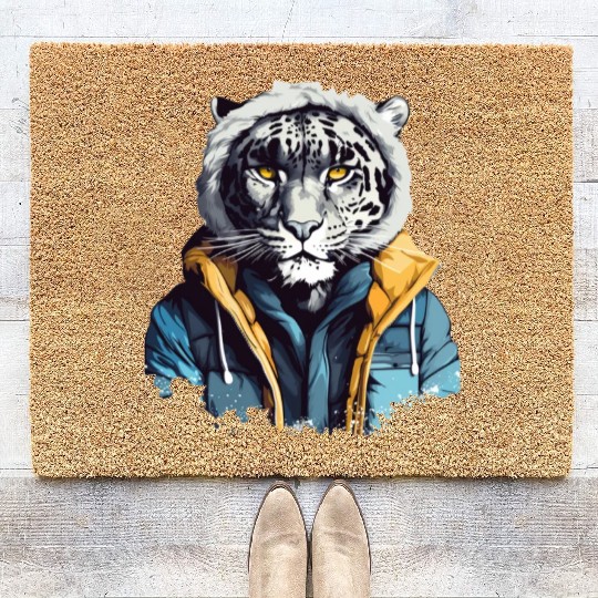 Street Style Snow Leopard | Leopard Lovers Coir Doormats