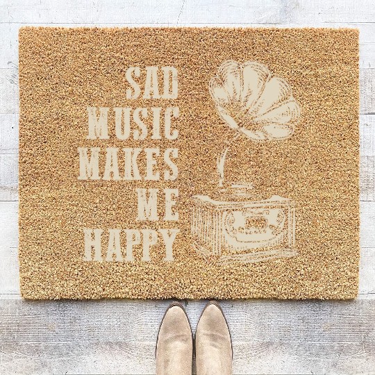 Vintage Melancholy: Sad Music Makes Me Happy Coir Doormats
