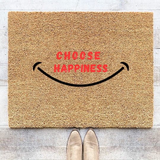 choose happiness positve vibes Coir Doormats