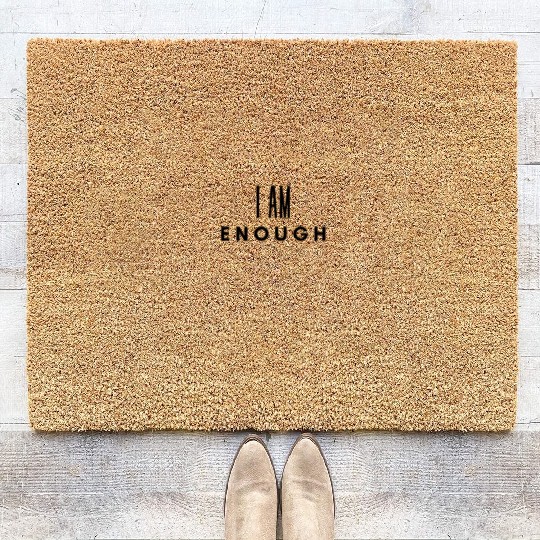 I Am Enough Design Coir Doormats