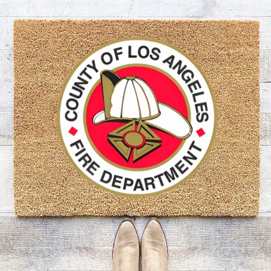 County Of Los Angeles Fire Department Seal Coir Doormats
