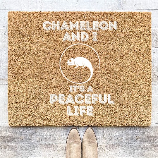 Chameleon and I, It's a Peaceful Life Coir Doormats