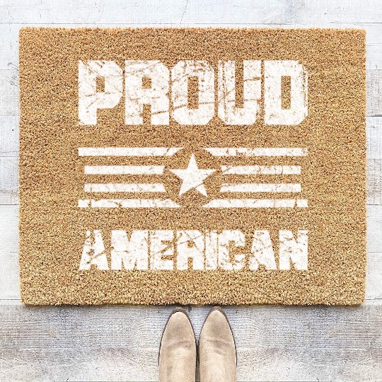 Patriotic 4th of July, Proud American USA Flag Coir Doormats