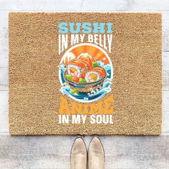 Anime Sushi Lover Nigiri Sashimi Food Manga Otaku Coir Doormats
