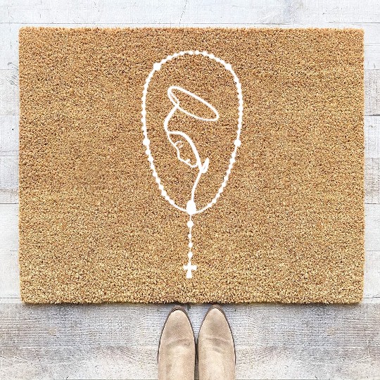 Praying Mama Mary Pastor, Religious Leader Gift Coir Doormats
